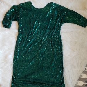 Eloqui Sparkle Sequin Dress Emerald Green. Sz 18